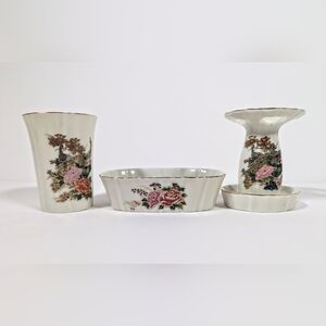 Floral Ceramic Bath Accessory Set